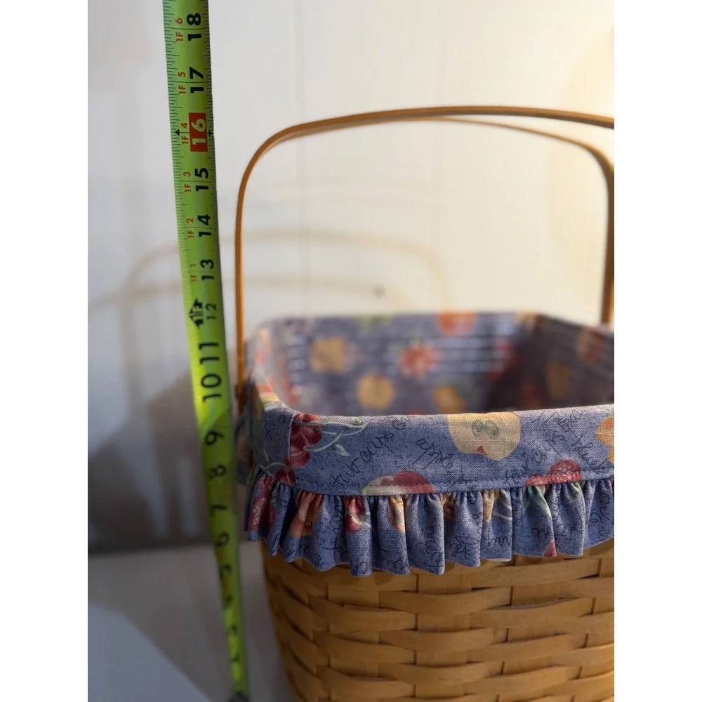 VTG Longaberger Grandma Bonnie's Two Pie Basket Blue Fruit Liner 1998 Woven Wood
